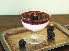 Blackberry goat cheese blancmange from Duchess Bake Shop by Giselle Courteau.
