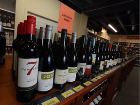 B.C. wines lined up at  Zyn Wine Market in Inglewood on Feb. 6, 2018.