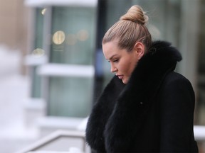 Akele Taylor leaves the Calgary Courts Centre on Thursday February 8, 2018. Taylor is at the centre of a Calgary police corruption trial after she was the victim of ongoing harassment as part of an investigation into her private life. Gavin Young/Postmedia