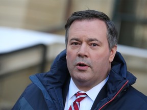 UCP leader Jason Kenney comments on the end of the Alberta government's B.C. wine ban in downtown Calgary on Friday February 23, 2018.  Gavin Young/Postmedia