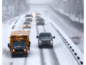 Area roads could soon look similar to this photo from earlier in February with 10 to 20 cm of snow in the forecast.