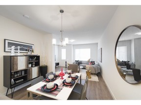 The dining area in the Carmine16 show home in the Loop at Evanston by StreetSide Developments.