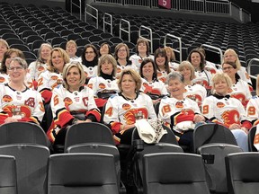 Moms of the Calgary Flames players attend the morning's pre-game skate before their kids take on the Vegas Golden Knights in NHL hockey.