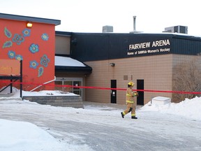 Calgary Fire Department on scene of the Fairview hockey rink after the roof collapsed on Tuesday, February 20, 2018. Al Charest/Postmedia