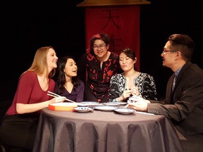 Dale Lee Kwong, centre back, sat in on rehearsals for the premiere of her play Ai Yah! Sweet and Sour Secrest at Lunchbox Theatre.