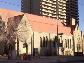 Calgary-12/25/02-Cathedral Church of the Redeemer at 218 7 Ave SE as it stands December 25, 2002 for then & now. Photo by Jenelle Schneider/Calgary Herald  DATE PUBLISHED JANUARY 14, 2003 PAGE B2  * Calgary Herald Merlin Archive * * Calgary Herald Merlin Archive *