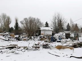 Piles of rubble replace what was once a bustling community inside Midfield mobile home park, which closed for good on Monday. Darren Makowichuk photo/Postmedia Network
