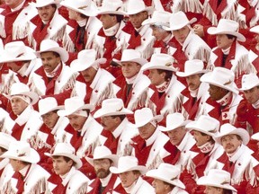 The opening ceremonies for the 1988 Winter Olympics in Calgary were said to be the first in Games history where athletes were given the opportunity to sit and watch the show as spectators once they’d marched into the stadium. Pictured are Canadian athletes.