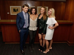 Pictured at An Intimate Evening With Sarah McLachlan held recently at the Jube in support of the Owen Hart Foundation are, from left, Oje Hart, Sarah McLachlan, Athena Hart and Owen Hart Foundation founder Martha Hart. This was the 18th annual event in support of the foundation.
Courtesy Owen Hart Foundation