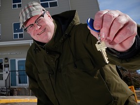 Bob Patrick, who lost his home and job after an anxiety breakdown, says he's "blessed to have affordable housing." He found a home under the "housing-first" model at Bob Ward Residence operated by Horizon Housing.