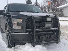 The Calgary Police Service are once again using radar equipment attached to the front of vehicles. Police say this Ford F150 has been in service since December, 2017. ORG XMIT: POS1802131527230174