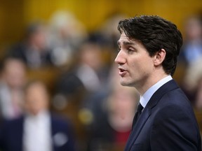 Prime Minister Justin Trudeau stands during question period in the House of Commons on Parliament Hill in Ottawa on Tuesday, Feb. 27, 2018.