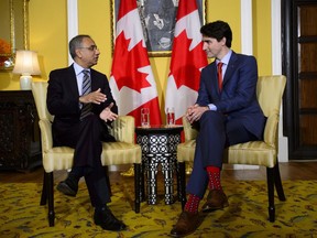 Prime Minister Justin Trudeau meets with CEO of Infosys Salil Parekh in Mumbai, India on Tuesday, Feb. 20, 2018. Some of India's biggest companies say they will invest more than $1 billion in Canada in the coming years in everything from pulp mills to pharmaceuticals and the IT sector.THE CANADIAN PRESS/Sean Kilpatrick
