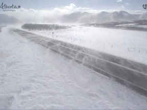 Alberta traffic camera scene on Hwy. 6 near Waterton Lakes National Park Friday afternoon