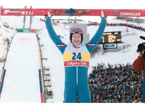 FEBRUARY 1988 - CALGARY WINTER OLYMPICS. EDDIE THE EAGLE EDWARDS, SKI JUMPER. CALGARY HERALD FILE PHOTO PUBLISHED JANUARY 15, 1998 PAGE A7