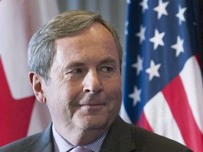 Canada's Ambassador to the United States David MacNaughton attends a business luncheon in Montreal, Wednesday, November 16, 2016. MacNaughton says he believes NAFTA negotiators can reach an agreement in principle by the end of March.THE CANADIAN PRESS/Graham Hughes ORG XMIT: CPT125