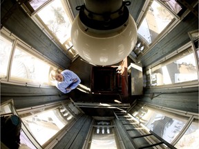 Donald Sieffert , facilities manager for the Alberta legislature building in Edmonton, poses for a photo in the cupola, the small dome on top of the main dome.