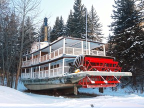 The S.S. Moyie sleeps at its winter dry dock in the trees at Heritage Park on Wednesday March 7, 2018.