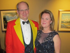 The Calgary Highlanders 69th Grand Highland Military Ball was an SRO success and a feast for the senses. Pictured are Hon. Col. and Arc Financial Corp.  CEO Lauchlan Currie and his wife Karen Currie.