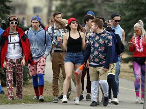 Bermuda Shorts Day marked the end of classes for University of Calgary students in Calgary, Alta., on April 12, 2017. Ryan McLeod/Postmedia Network