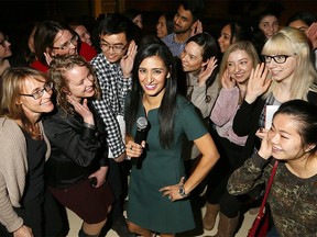 Manjit Minhas, co-founder and CEO of Minhas Breweries, Distillery and Winery, current dragon on CBCís Dragonís Den, and engineering alumna, gave a keynote address to kick off the second annual Women in Work conference at MacEwan Student Centre at the University of Calgary on Tuesday March 6, 2018. Darren Makowichuk/Postmedia