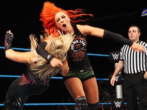 Becky Lynch in action against Natalya.