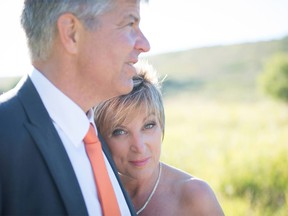 Ron and Patti Lou Doornbos, pictured at their wedding in 2013. Ron is in hospital in Arizona and Patti Lou was killed in a collision last week.