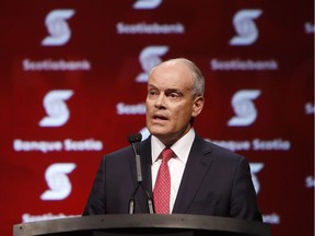 Scotiabank CEO Brian Porter speaks during the company's annual general meeting in Ottawa on April 9, 2015.