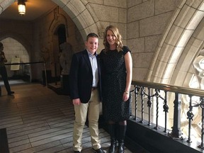 MP Rachael Harder and Alberta teen Ryan Slingerland pictured in Ottawa.