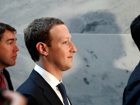 Facebook CEO Mark Zuckerberg departs after meetings with senators on Capitol Hill, Monday, April 9, 2018, in Washington. Zuckerberg will testify Tuesday before a joint hearing of the Commerce and Judiciary Committees about the use of Facebook data to target American voters in the 2016 election.