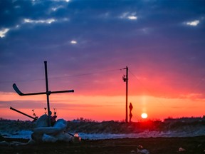 Sunrise at the scene of Friday's bus crash near Tisdale, Sask., on Tuesday April 10, 2018.