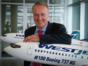WestJet president and CEO, Ed Sims, in the lobby of the company's headquarters.