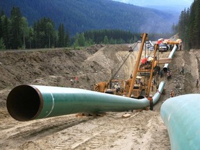 A May 2013 handout photo of Kinder Morgan's Anchor Loop Project in Jasper, B.C., part of the Trans Mountain pipeline.