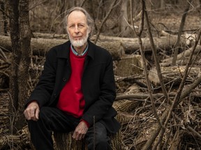 Allergy sufferer, Patrick Langston, is photographed in wooded area by Mud Lake in Ottawa Thursday, April 19, 2018. (Darren Brown/National Post)