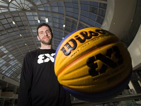 FIBA 3x3 World Tour athlete is shown in Edmonton on April 20.