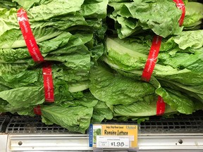 SAN RAFAEL, CA - APRIL 23:  Romaine lettuce is displayed on a shelf at a supermarket on April 23, 2018 in San Rafael, California.  The Food and Drug Administration and the Centers for Disease Control and Prevention is advising American consumers to throw away and avoid eating Romaine lettuce, especially if its origin is from Yuma, Arizona as investigators try to figure out the cause of an E. coli outbreak that has sickened 53 people in 16 states.  (Photo by Justin Sullivan/Getty Images)