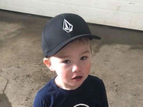 Two-year-old Aaden Blackburn died after falling into a septic tank in the Priddis area last week.