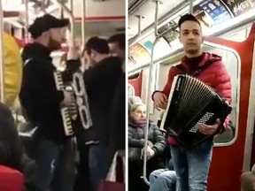 Two men seen in videos playing Despacito on Toronto subway cars.