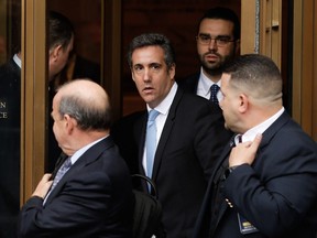 Michael Cohen exits U.S. Federal Court on April 16, 2018, in Lower Manhattan, New York.
