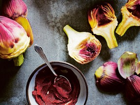 Artichoke Salad with Fennel and Harissa from Hazana by Paola Gavin.