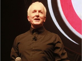 English actor Anthony Daniels, best known for playing C-3PO in the Star Wars film series, speaks to a crowd of fans at the Stampede Corral during the 2018 Calgary Comic and Entertainment Expo. Friday, April 27, 2018. Dean Pilling/Postmedia