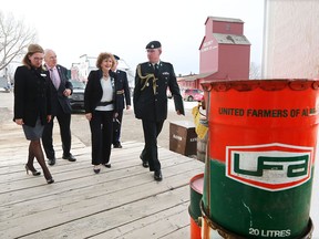 Lois Mitchell, Lieutenant Governor of Alberta, arrives with her husband Doug Mitchell at Heritage Park to help celebrate the United Farmers of Alberta's (UFA) 100th anniversary of incorporation on Tuesday April 10, 2018.