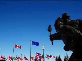 The Share the Flame statue is seen at Canada Olympic Park. Calgary councillors will consider a bid for the 2026 Winter Olympics on Monday.