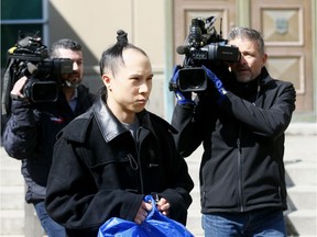 Nick Chan leaves Calgary Courts in Calgary on Tuesday April 17, 2018.