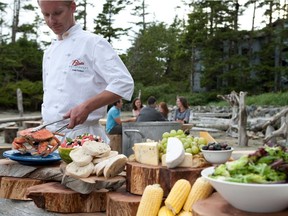 Chefs prepare a crab cookout on the beach at Wickaninnish Inn near Tofino, B.C. Courtesy, Ivan Hunter