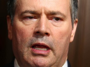 Jason Kenney, current leader of the United Conservative Party in Alberta, speaks to media at the Petroleum Club in Calgary on Friday, March  23, 2018. Kenney was reacting to the NDP Alberta budget which was tabled on Thursday. Jim Wells/Postmedia