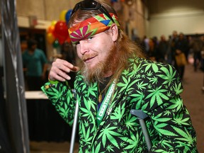 Fred Bell, a marijuana industry enthusiast poses at the cannabis and hemp expo held at the BMO Centre in downtown Calgary on Saturday, April 7, 2018. Jim Wells/Postmedia