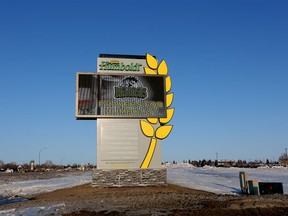 A sign dedicated to the Humboldt Broncos junior hockey team, in Humboldt, Saskatchewan, on Sunday, April 8, 2018.