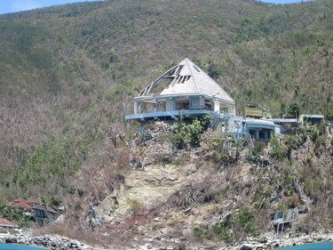 A home on one of the British Virgin islands shows damage inflicted by Hurricane Irma in September 2017. Photo, Michele Jarvie
