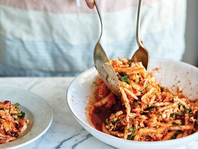 Kimchi slaw from Everyday Korean by Kim Sunée and Seung Hee Lee.